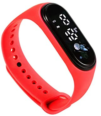 Montre Connectée De Sport pour Enfant,Montre Électronique Enfant,Bracelet pour Enfants,Montre Électronique Moderne pour Enfants avec Affichage Numérique LED (Rouge)