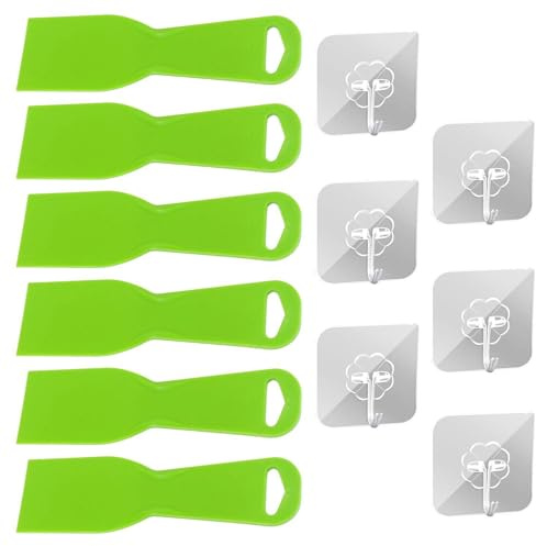 6 Raschietti In Plastica E 6 Ganci Trasparenti, Pala Per La Pulizia Delle Pareti, Strumento Per Pellicole Per Auto, Strumento Raschietto Multifunzione