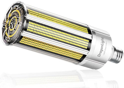 DragonLight 200W Bombilla LED tipo maíz Superbrillante, sin ventilador (reemplaza bombillas de 1200W), E40, 4000K, 27,000 lúmenes, ideal para talleres, alumbrado público, invernaderos y p