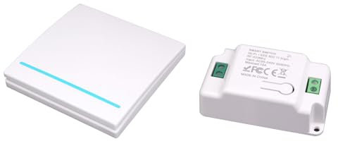 Funk schalter 230v, RF 433Mhz funk lichtschalter 230v, 230V Lichtschalter Set mit Empfänger Reichweite von 100M,Funk Sender Sicherheitsschalter und Empfänger Controller-1 weiß Schalter und 1 Empfänger