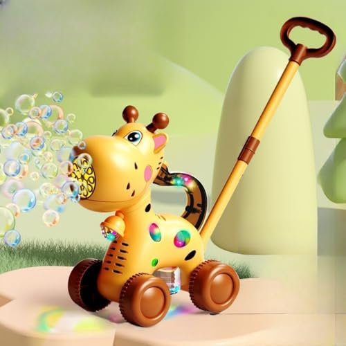 GEPROSMA Bubble Lawn Mower Machine Push along Toy for Kids Toddlers,Rechargeable Electric Automatic Bubble Gun Maker Blower/Rich Bubbles, for Outdoor Garden Games Party Favors Birthday Gifts