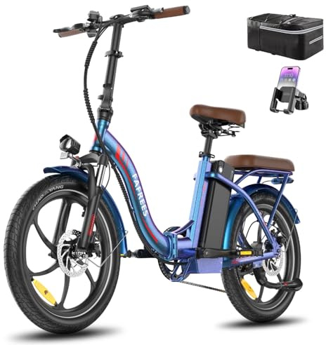 Fafrees F20+ Pro Bicicleta Eléctrica, 20 Pulgadas Plegable Bici Urbana Eléctrica, 250 W Fatbike, 25Ah 900Wh Batería, Rango De 95-120KM, E-Bike para Adultos (Azul Aurora)
