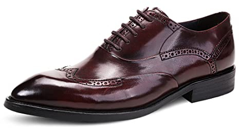 Genérico Brogues Oxford Negocios para Hombre Zapatos Bajos Formales en Cuero Zapatos de Vestir con Cordones,Café,46