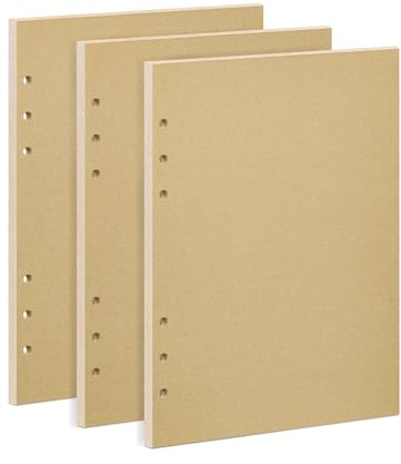 Fogli Carta Kraft Naturale per Raccolglitori A5-135 Fogli 100g/m² a 6 Buchi - 142x210mm - Refill Creativo per Binder, Sketchbook e Journaling
