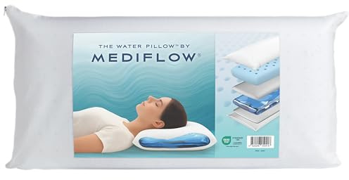 Mediflow Kühlendes Gel Memory Foam Wasserkissen - Verstellbares Kissen zur Linderung von Nackenschmerzen, Kissen für Seiten-, Rücken- und Bauchschläfer, kühlendes Bettkissen zum Schlafen (40 x 80 cm)