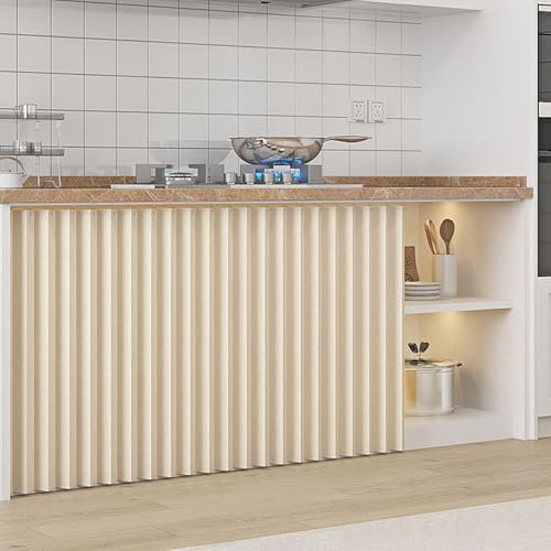 Cortina Debajo Del Fregadero, Cortina Armarios Cocina Sin Puertas, Cortinas Gabinete con Riel Deslizante, Cortinas Antipolvo for Estantes de Cocina, Armarios Abiertos y Estanterías(W 30cm x H 90cm)