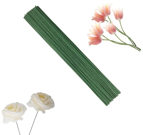 100-pack konstgjorda blomstjälkar för DIY-hantverk - Flexibla plastblomstavar för buketts arrangemang, falsa växtstöd och dekorativa displayer, stabila blomsttrådstänger för kreativa projekt