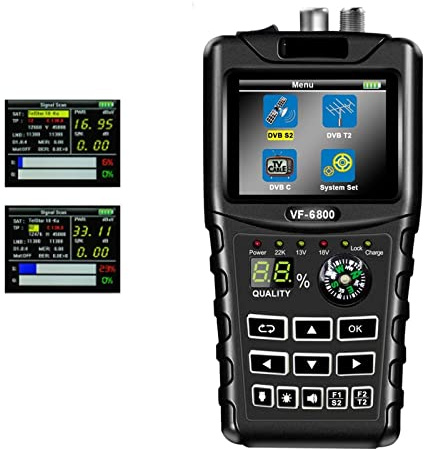 Satfinder Buscador de satélite Digital VF-6800, Compatible con DVB-T2/DVB S2/DVB C, buscador Combinado de satélite, buscador Digital for recepción de TV por satélite