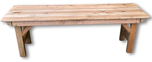 Pre-Assembled Wooden Garden Form Bench – No Assembly Needed, Solid Redwood Outdoor Seat, Space-Saving Design, Fits Under 4ft6 Table, Durable Patio Furniture.