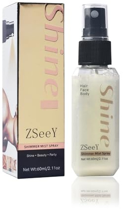 Highlighter Powder Spray, Glitter Spray for Women, Quick-Drying & Long-Lasting Glitter Highlighter Makeup, 3.03 Fl Oz, For Hair, Body, Face, Nail Art, Stage, Festival Rave (Silver)