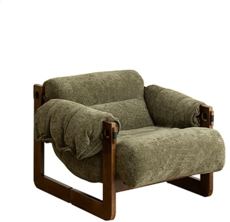 Mid Century Modern Accent Chair with träram, lounge armstol klädda vardagsrums lounge armstol, tjock och bekväm innerspring säte kudde för sovrum b LWX