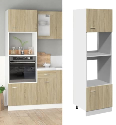 KTHLBRH Armadio a microonde con ampio spazio di archiviazione per cucina, mobile in legno, resistente all'umidità, porte pratiche per organizzare utensili