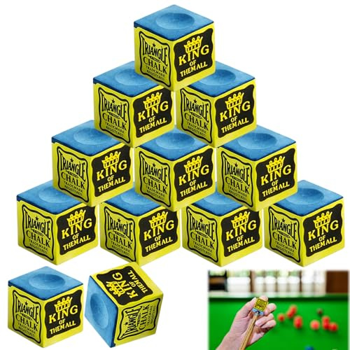 Gubilacrum 12 Pieces Blue Pool Chalk for Billiard Accessories, Pool Chalk Blue, Pool Cue Chalk for Improved Grip, Snooker Chalk in Triangle Box,Ideal for both practice sessions
