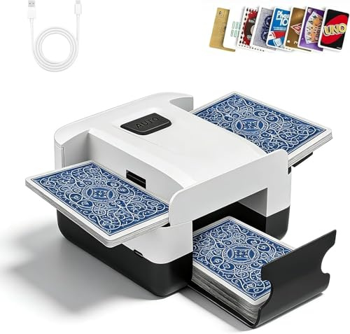 Eirolace Barajador de Cartas Automático, Mezclador Eléctrico, Mezclador de Cartas Eléctrico,Card shuffler para 1-2 Barajas, Recargable 2000mAh, Silencioso para Póker, Blackjack, UNO, Texas Hold'em