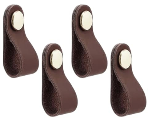 ZYOMVUN 4 Piezas Tiradores Cuero para Muebles, para Armarios Pomos Decorativos para Muebles Colgantes, para cajones, armarios y muebles, resistentes al agua, duraderos, para familias con niños