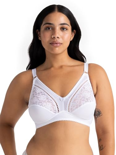 DORINA Bralette Femme Madeline – sans Armature, Non Rembourrée, Tricot Mat avec Dentelle, Bretelles Réglables à l'avant et Dos en U, Blanc
