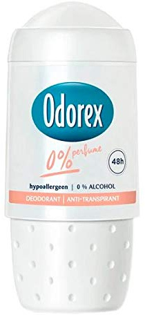Förpackning med 6 - Odorex WOMEN deodorant roll-on - 0 % parfym - allergivänliga och effektiva i 48 timmar - 50 ml