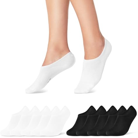 sockenkauf24 10 Paia Calzini Corti Uomo Calze Fantasmini Cotone 16805 (43-46 Nero Bianco)