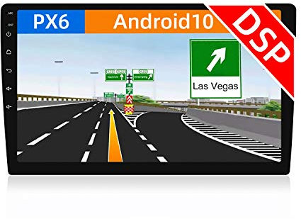 JOYX PX6 Android 10 dubbel Din bilstereo huvudenhet 【Inbyggd DSP】- 9 tum - 4G/64G - gratis backup-kamera - stöder BT5.0 HDMI 4K-video AHD-kamera WIFI ratt DAB Google 4G Android Auto Carplay