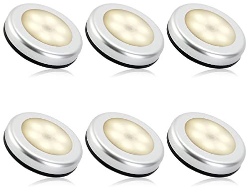 Veilleuse detecteur de mouvement intérieur,lampe led detecteur de mouvement pile pour escaliers, Eclairage LED Placard Armoire Couloir chambre enfant Auto ON/OFF Adhésif (6pcs, blanche chaude)