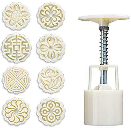 9 Pcs Mooncake Molds Sets Mooncake Press Tool with ​Eight Stamp Molds Multifunctional Baking Mold for DIY Baking Mooncake Making
