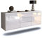 TV Schrank Lowboard hängend - Remscheid - Korpus Weiss matt - Front Hochglanz Design Weiß- (136x47x35cm) - Push to Open Technik & hochwertigen Leichtlaufschienen - Made in Germany