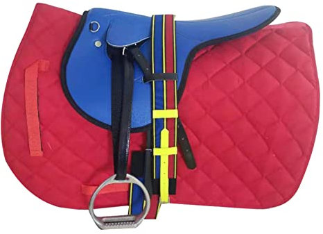 LHRUI Pferd Sattel Blauer Pferdesattel für Pferderennen/Rennpferdeshow, Strapazierfähiges Sattelset mit Zubehör, Mehrzweck-Pferdesättel, Einfach zu Säubern