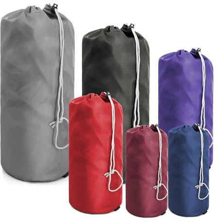 BeeGreen Stuff-Sacks-for-Backpacking 6 Pack with Dust Flap Ditty Bags Bulk for Outdoor Products Camping Gear Travel Drawstring Bags Foldable Lightweight