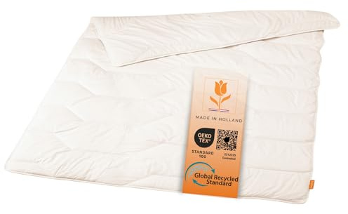 sleepling Schurwolle Ganzjahresdecke 135x200 cm, Bettdecke, 100% Baumwolle, medium Decke 135 x 200 cm, Ganzjahresbettdecke, Schlafdecke,100% Tesselaar Schaf, Made in Holland, OEKO-TEX, selbstreinigend