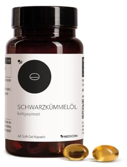 Medicom Huile de nigelle polyvalente, effets antibactériens et antioxydants, haute teneur en acide linoléique, préparation naturelle de plantes médicinales, anti-inflammatoire, sans gluten – 60