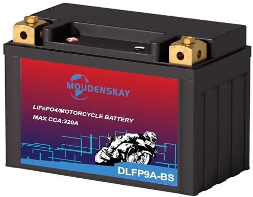 MOUDENSKAY Lithium Motorcycle Battery 12V Lithium Powersports Battery with BMS, 12.8V 3AH 320CCA YTX9A-BS LiFePO4 Engine Starter Battery for Motorcycles, ATV, UTV, Snowmobile, 4 Wheeler and More