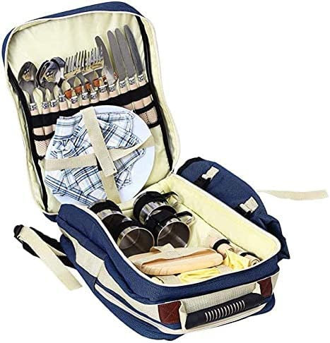 Picknick-Rucksack für 4 Personen, Picknick-Besteck-Set, tragbare Picknick-Tasche für Familie, Outdoor, Wandern, Camping, Grillen