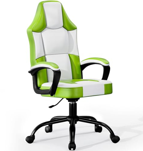 Sedia Gaming Ergonomica Blu, Poltrona Gaming in Pelle PU Traspirante, Gaming Chair Regolabile in Altezza, Sedie Gaming Girevole Mobile, Comoda Poltrona Gamer per Adulti e Bambini (Verde)