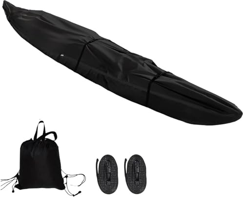 Kajakskydd UV 420D Kajak Skydd Vattentatt Kanotskydd Universal Vattentät och Dammbevis Presenning UtomhusföRvaring för Kajak Kanotbåt Båtar Båtskydd(Black,18FT)