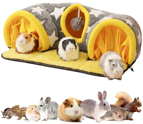 Avont Guinea Pig Hideout Tunnel, Small Animal Hideaway Play Tube Toys Mat, Soft Sleeping Bed House for Dwarf Rabbits Chinchillas Hamsters Hedgehogs Ferrets Bearded Dragons and Rats -Star