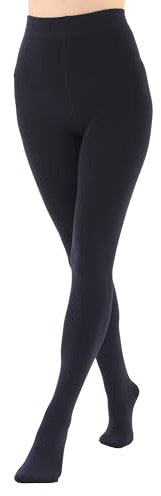 EVERSWE Women's Opaque Fleece Lined Tights, Thermal Tights (Navy,XXL)
