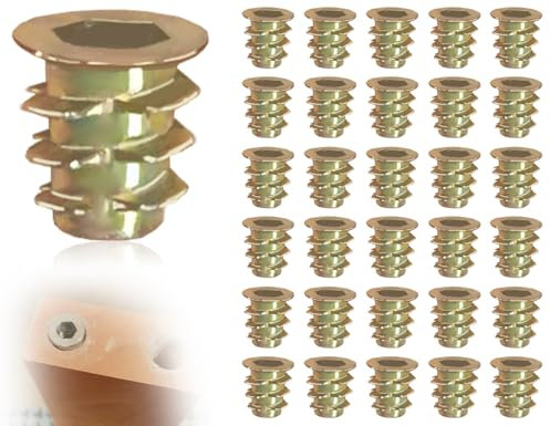 AOYEGIC 30 piezas tuercas roscadas,inserto roscado,manguito roscado,bujes roscados,insertos roscados,tuercas hexagonales de interfaz,tuercas a presión,manguito roscado,tuerca de manguito(M5 * 10 mm)