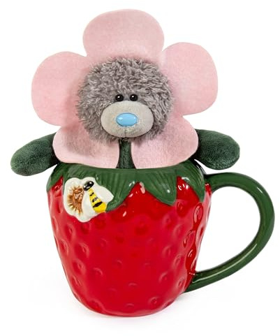 Me to You Tatty Teddy Hand-Painted Ceramic Strawberry Mug and Plush Bear Gift Set, Red