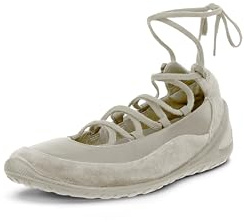 ECCO Women's Biom Lite Ghillie Tie Ballerina Sneaker, Gravel Suede/Gravel, 6-6.5