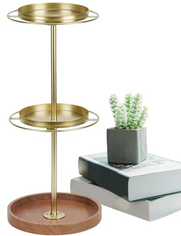 Dubbulon Organizador de Gafas de Sol giratorias, visualización de Gafas de Sol giratorias,Soporte de Vidrio Giratorio de 360 Grados con Base de Madera | Estante de Almacenamiento de Ahorro de
