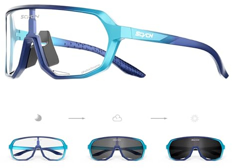 SCVCN Fotocromatici Occhiali Da Ciclismo Sportivi Donne Uomini UV400 MTB Trasparenti Bicicletta Corsa Bici Softball Alpinismo Golf Escursionismo Tennis 16