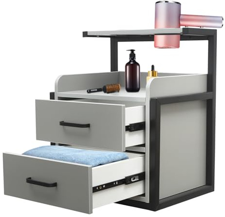 NadineDutol Aide au salon murale | Table de commande | Armoire de salon | Table de coiffeur | Armoire à outils pour spas, magasins de coiffure, vestiaires, salles de bain (noir et gris)