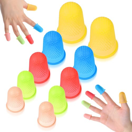 Piriuuo 10 stycken fingertoppar i gummi, 5 storlekar, gummifingerborg, för att skydda fingertopparna, återanvändbart ombladshjälp, silikon, fingerskydd, för sedelräkning, skrivning, sortering