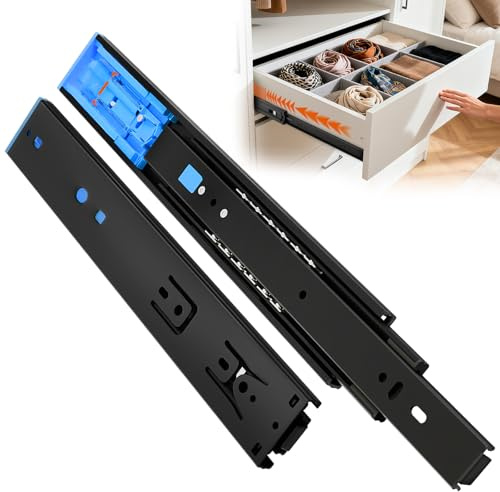ToBeGreat Schubladenschienen Vollauszug 350 mm,Push-to-Open & Soft-Close mitSelbsteinzug,45 kgTragkraft,furKuichenschubladen,1Paar(Schwarz)