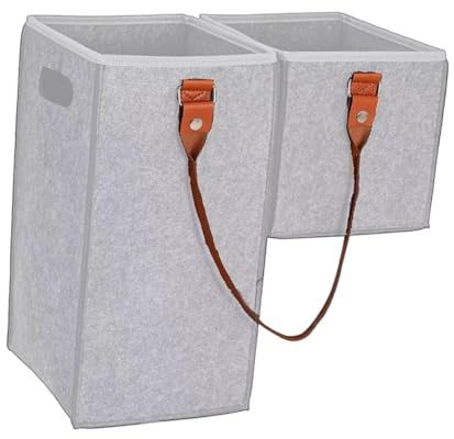AlluraPet Felt Stair Organizer Basket 17.52x9.45x16.93inch Washable Foldable Storage with Handles for Household Items Versatile Lightweight- Light Gray