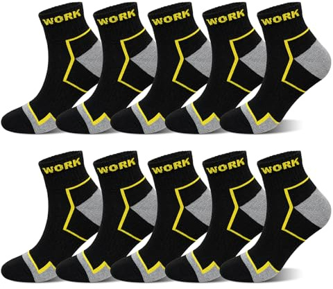 LOFIR Calcetines de Trabajo para Hombre Cortos: Reforzados y Transpirables