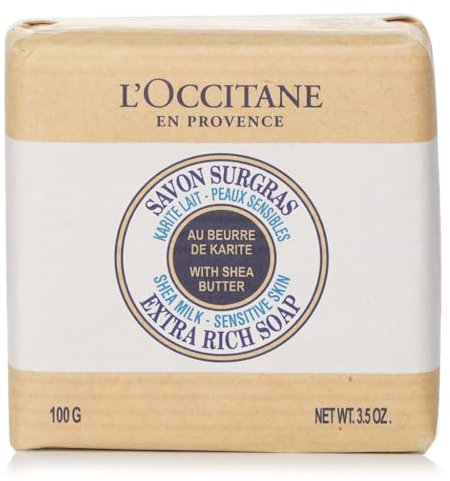 L'OCCITANE Shea Butter Milk Sensitive Skin Extra Rich Soap 100g | Palm Oil Free, Vegan & 99% Readily Biodegradable | Sustainable & Luxury Beauty Body Wash for All Skin Types