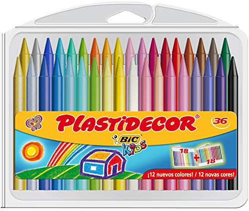Bic Plastidecor farbig Wachsmalstifte, Klassisch, 36 Stück (1er Pack)