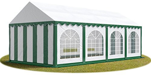 4x8 mTendone per feste PREMIUM PVC verde-bianco 100% impermeabile Gazebo da giardino Tendone da esterno Tenda party