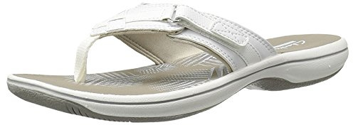 Clarks - Womens Breeze Sea H Flip Flop, 2.5 UK, White Synthetic